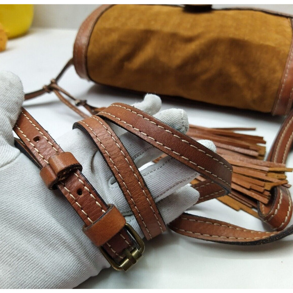 Patricia Nash Brown Suede Leather Pushlock Flap Closure Crossbody Bag - Picture 5 of 16